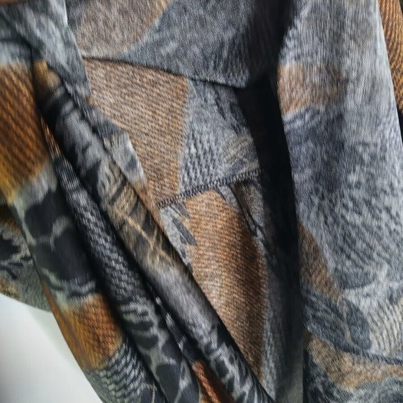 Lapis Women’s L Tunic top Semi Sheer ined Animal Print Ruched 3/4 Sleeve Large - Picture 7 of 9